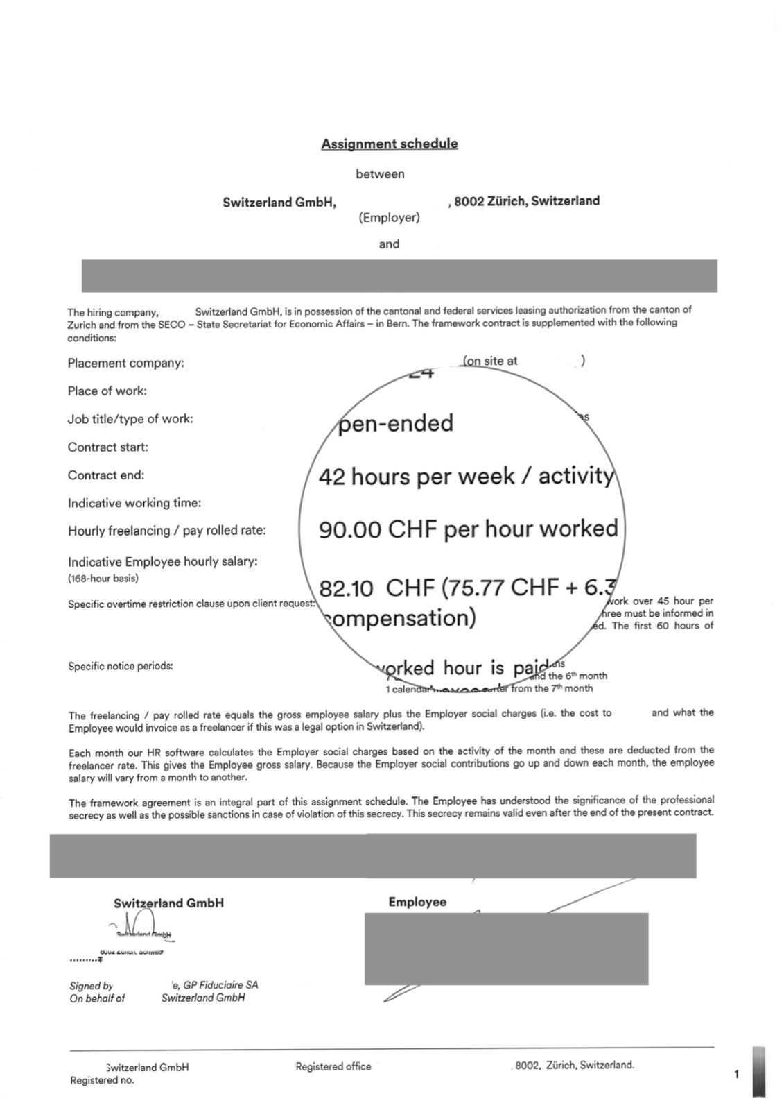 Contrato indefinido de Construction Manager a 98 CHF por hora